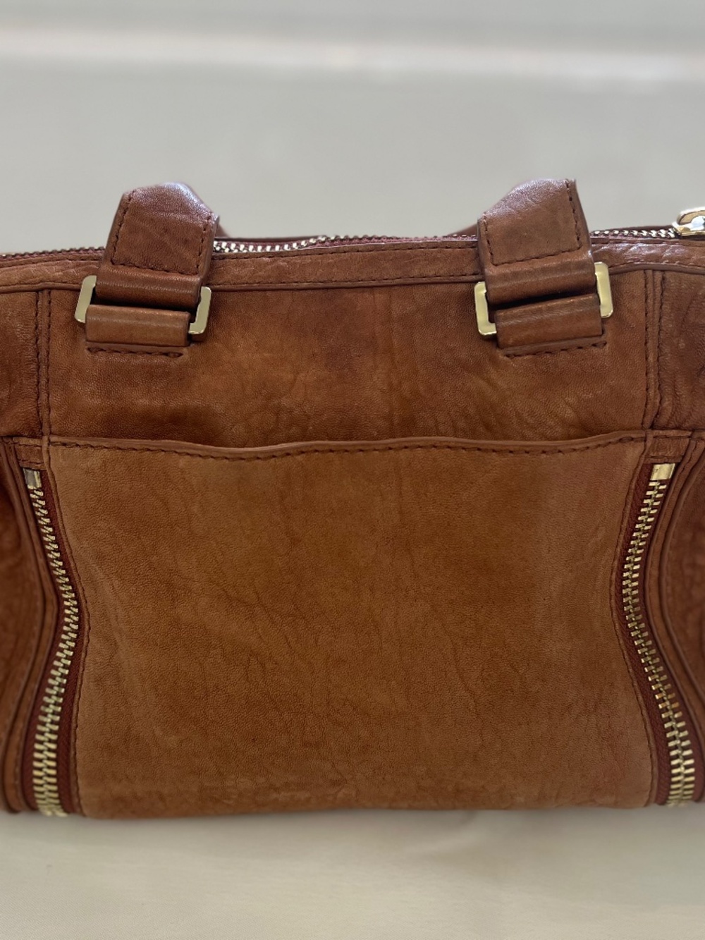 Botkier Satchel Bag Tan Pebbled Leather Gold Hardware Handbag - Picture 7 of 9